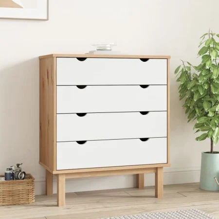 OTTA solid pine wood chest of drawers in brown and white, 76.5x39.5x90cm. by vidaXL, Drawers - Ref: Foro24-348584, Price: 127...