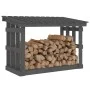 Solid gray pine wood firewood rack 108x64.5x77 cm by vidaXL, Accessories for bags and firewood holders - Ref: Foro24-822434, ...