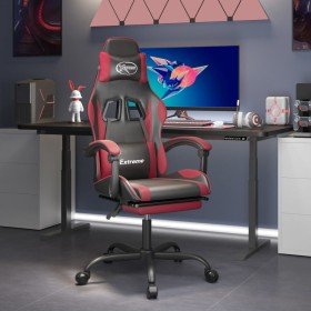 Silla gaming giratoria y reposapiés cuero sintético