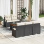 Conjunto de sofá de jardín con cojín 6 pcs Negro Poliratán