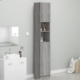 Armario de baño madera contrachapada gris Sonoma 32x25,5x190 cm