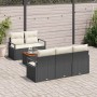 Conjunto de sofá de jardín con cojín 6 pcs Negro Poliratán