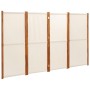 Biombo divisor de 4 paneles blanco crema 280x180 cm