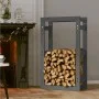 Kaminholzregal aus massivem, grauem Kiefernholz, 60 x 25 x 100 cm von vidaXL, Zubehör für Taschen und Brennholzhalter - Ref: ...
