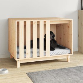 Caseta para perros madera maciza de pino 90x60x67 cm