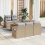 Conjunto de sofá de jardín con cojín 6 pcs Beige Poliratán