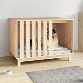 Caseta para perros madera maciza de pino 100x70x72 cm