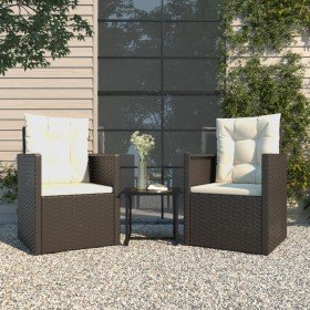 Muebles de jardín con cojines 3 piezas ratán sintético negro en Conjuntos de jardín | Comprar online en Foro24