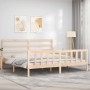Estructura de cama sin colchón madera maciza de pino 200x200 cm