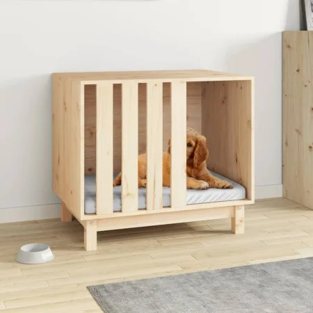 Hundehütte aus massivem Kiefernholz, 70 x 50 x 62 cm von vidaXL, Hundehütten - Ref: Foro24-822481, Preis: 90,81 €, Rabatt: %