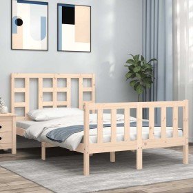 Estructura de cama de matrimonio con cabecero madera maciza Estructura de cama de matrimonio con cabecero madera maciza