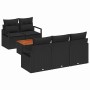 Conjunto de sofá de jardín con cojín 6 pcs Negro Poliratán