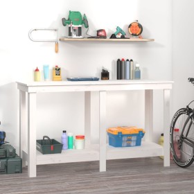 Banco de trabajo de madera maciza de pino blanco 140x50x80 cm de vidaXL, Mesas de trabajo - Ref: Foro24-822507, Precio: 132,3...