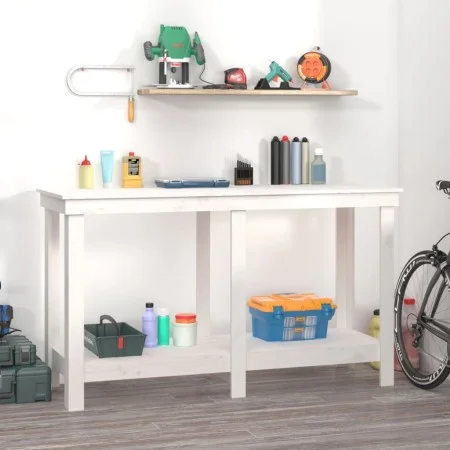 Solid white pine wood workbench 140x50x80 cm by vidaXL, Work tables - Ref: Foro24-822507, Price: 130,69 €, Discount: %
