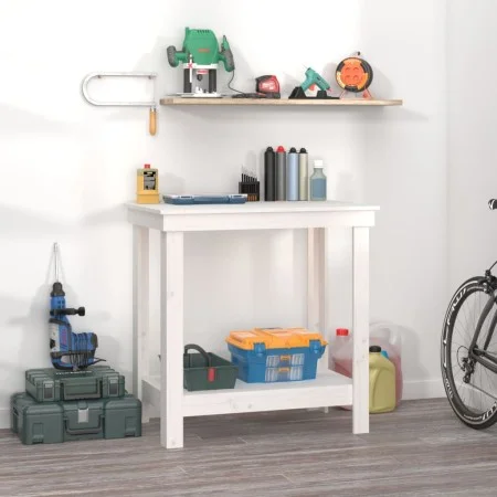 Solid white pine wood workbench 80x50x80 cm by vidaXL, Work tables - Ref: Foro24-822497, Price: 86,49 €, Discount: %