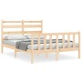 Estructura de cama de matrimonio con cabecero madera maciza