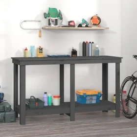 Werkbank aus massivem Kiefernholz grau 140x50x80 cm von vidaXL, Arbeitstische - Ref: Foro24-822508, Preis: 96,85 €, Rabatt: %