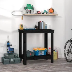 Solid black pine wood workbench 80x50x80 cm by vidaXL, Work tables - Ref: Foro24-822500, Price: 75,40 €, Discount: %