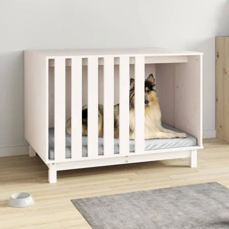 Hundebett aus massivem Kiefernholz weiß 100x70x72 cm von vidaXL, Hundehütten - Ref: Foro24-822492, Preis: 146,39 €, Rabatt: %