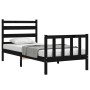 Estructura de cama con cabecero madera maciza negro 100x200 cm