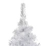 Árbol de Navidad preiluminado con luces y bolas plateado 150 cm