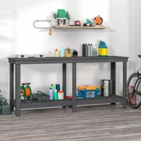 Solid gray pine wood workbench 180x50x80 cm by vidaXL, Work tables - Ref: Foro24-822513, Price: 124,51 €, Discount: %