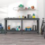 Werkbank aus massivem, grauem Kiefernholz, 180 x 50 x 80 cm von vidaXL, Arbeitstische - Ref: Foro24-822513, Preis: 125,77 €, ...