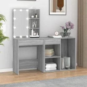 Dressing table with LED and Sonoma gray plywood cabinet by vidaXL, Bedroom Dressers - Ref: Foro24-3120186, Price: 149,52 €, D...