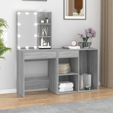 Dressing table with LED and Sonoma gray plywood cabinet by vidaXL, Bedroom Dressers - Ref: Foro24-3120186, Price: 149,52 €, D...