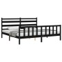 Estructura de cama con cabecero madera maciza negro 200x200 cm