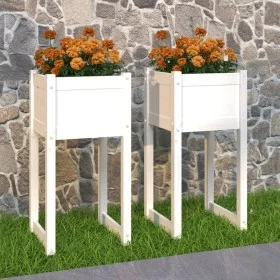Planter 2 units solid white pine wood 40x40x81 cm by vidaXL, Pots and planters - Ref: Foro24-822125, Price: 77,16 €, Discount: %