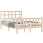 Estructura de cama de matrimonio con cabecero madera maciza