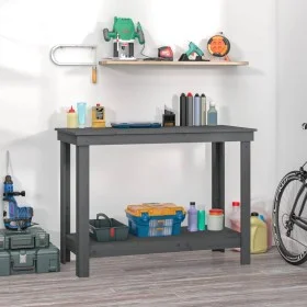 Werkbank aus massivem Kiefernholz grau 110x50x80 cm von vidaXL, Arbeitstische - Ref: Foro24-822503, Preis: 90,22 €, Rabatt: %