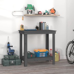 Banco de trabajo de madera maciza de pino gris 80x50x80 cm de vidaXL, Mesas de trabajo - Ref: Foro24-822498, Precio: 76,05 €,...