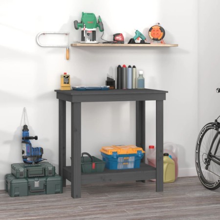 Solid gray pine wood workbench 80x50x80 cm by vidaXL, Work tables - Ref: Foro24-822498, Price: 64,55 €, Discount: %