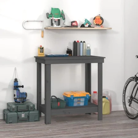 Solid gray pine wood workbench 80x50x80 cm by vidaXL, Work tables - Ref: Foro24-822498, Price: 74,90 €, Discount: %