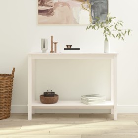Mesa consola de madera maciza de pino blanco 110x40x80 cm