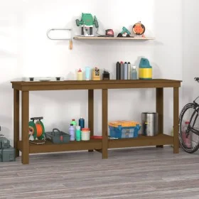 Banco de trabajo madera maciza de pino marrón miel 180x50x80 cm de vidaXL, Mesas de trabajo - Ref: Foro24-822514, Precio: 153...