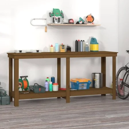 Banco de trabajo madera maciza de pino marrón miel 180x50x80 cm de vidaXL, Mesas de trabajo - Ref: Foro24-822514, Precio: 153...