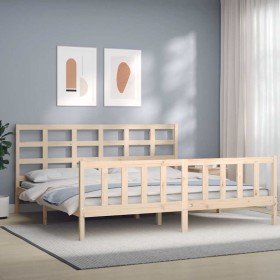 Estructura de cama sin colchón madera maciza de pino 200x200 cm Estructura de cama sin colchón madera maciza de pino 200x200 cm