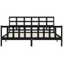 Estructura de cama con cabecero madera maciza negro 200x200 cm