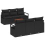 Conjunto de sofá de jardín con cojín 7 pcs Negro Poliratán