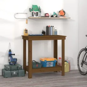 Solid pine wood workbench in honey brown color, 80x50x80 cm. by vidaXL, Work tables - Ref: Foro24-822499, Price: 67,32 €, Dis...