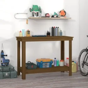 Solid honey brown pine wood workbench 110x50x80 cm by vidaXL, Work tables - Ref: Foro24-822504, Price: 80,82 €, Discount: %