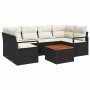 Conjunto de sofá de jardín con cojín 7 pcs Negro Poliratán