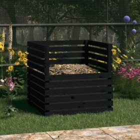 Compostador de madera maciza de pino negro 80x80x78 cm