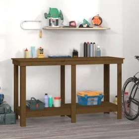 Massive Werkbank aus honigbraunem Kiefernholz, 140 x 50 x 80 cm von vidaXL, Arbeitstische - Ref: Foro24-822509, Preis: 101,83...