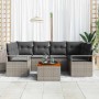 Conjunto de sofá de jardín con cojín 7 pcs Gris Poliratán