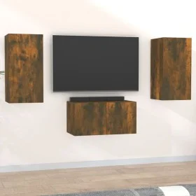 TV-Möbelset 3-teilig aus geräuchertem Eichensperrholz von vidaXL, TV-Möbel - Ref: Foro24-3120230, Preis: 91,26 €, Rabatt: %