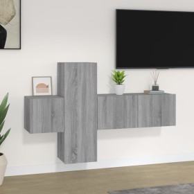 Set de muebles para TV 3 pzas madera contrachapada gris Sonoma